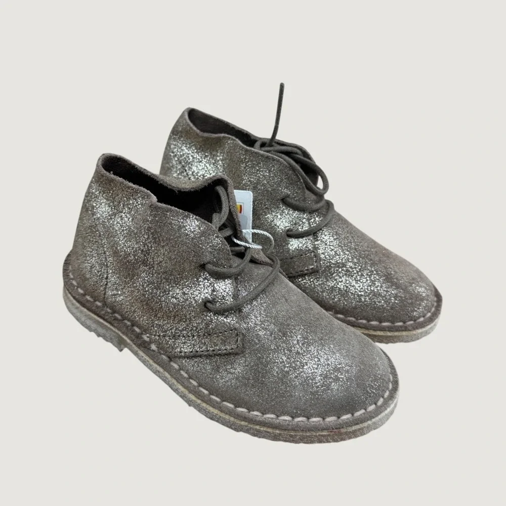 Zara Kids Desert Boots Size‎ 5 Silver Glitter Sparkle Chukka Toddler Shoes